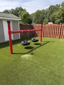 Tire swings on playground at Learning Paths Academy Ashland