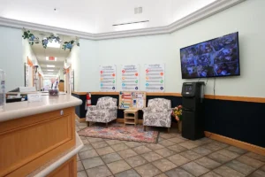 Stone Ridge Lobby - Water station and view from security cameras